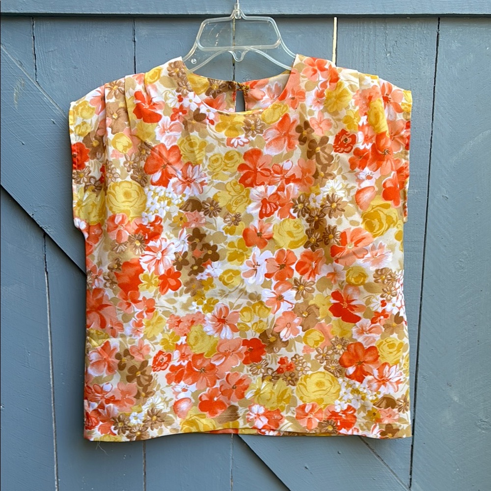 Floral vintage 70s small Women's Top
